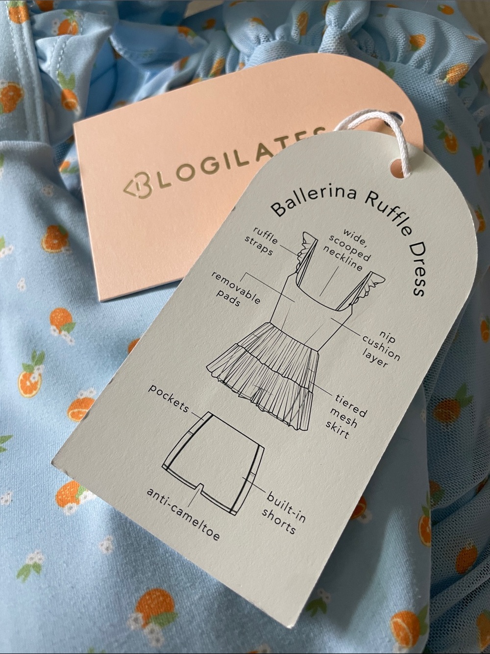 Blogilates Ballerina Ruffle Dress Light Blue Citrus Sundress Large L - Picture 10 of 12